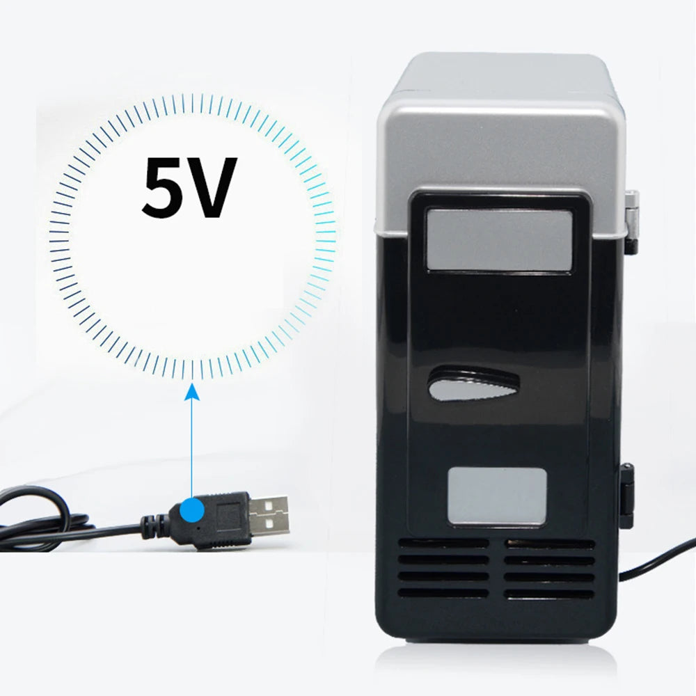 ثلاجة USB محمولة مبردة صغيرة للمشروبات الغازية / مسخنة للسيارة والكمبيوتر المحمول والكمبيوتر الشخصي باللونين الأسود والأحمر 2025