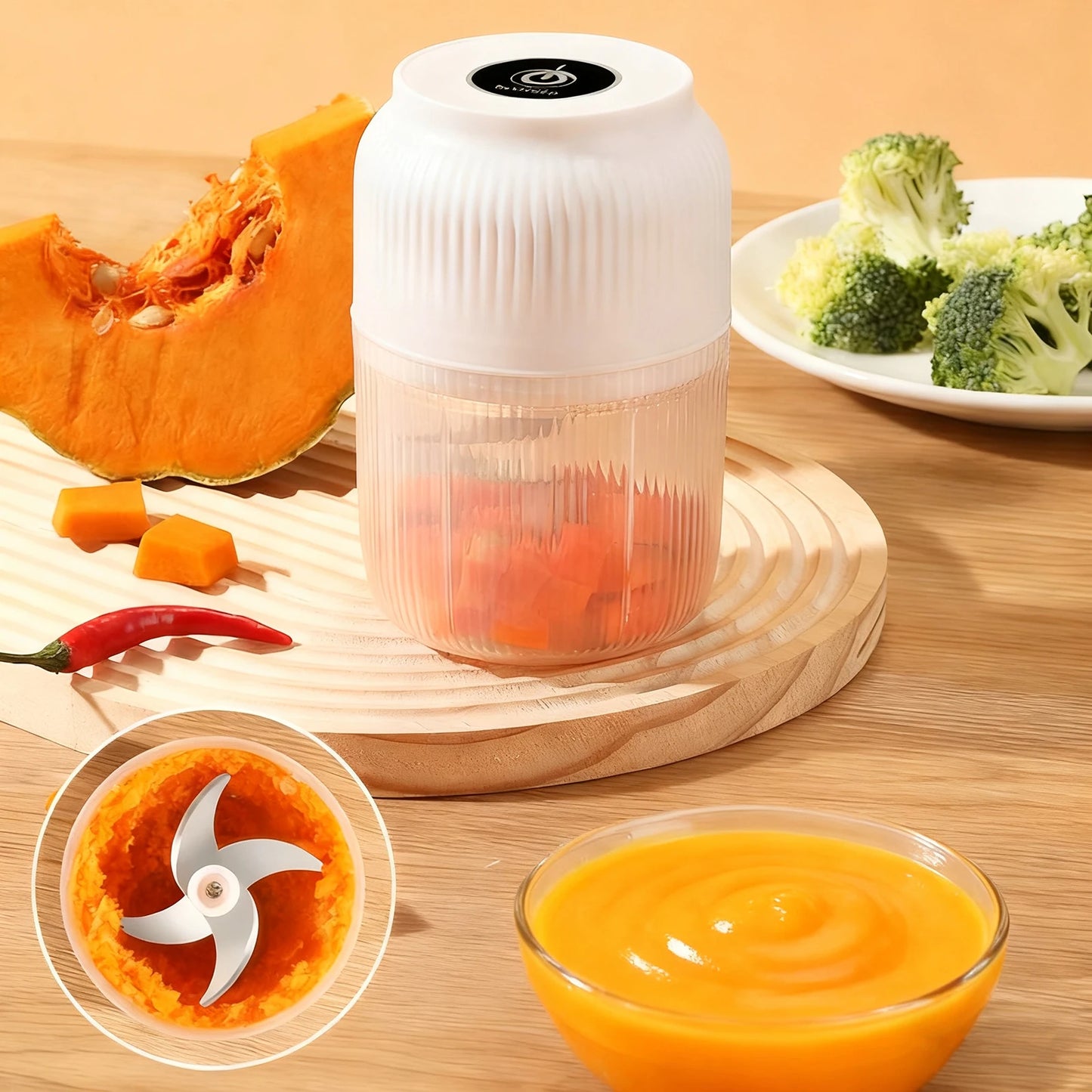 320ml Electric Mini Garlic Chopper USB Chili Pepper Grinder Kitchen Tool for Crushing Garlic Ginger Vegetables Baby Food Gift